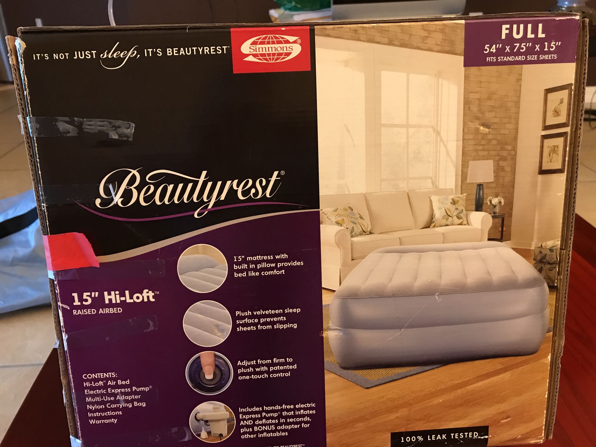 15” Hi-Loft raised Full size air mattress