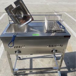 deep fryer, freidora de dos canastas de acero inoxidable