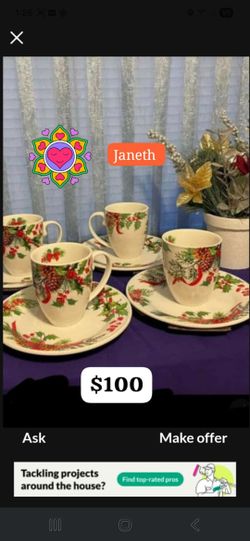 Juego De Platos Medianos (4)Y Tazas (4)Marbella  Wild Berry Navideñas De Princess House 