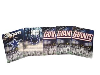 Bundle of 5 officially licensed NFL mini plastic wall plaques/signs.