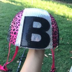 Girls “B” sparkly justice bike helmet