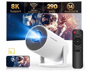 Magcubic 8K HY300 Pro + Projector Built in 5W Speaker 1280*720P Android 14 White
