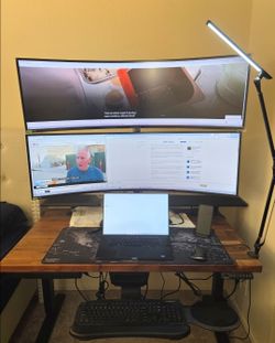 Dual Samsung Odyssey G9 with heavy duty stand for multitasking setup