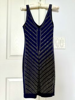 Navy blue Crystal Embellished Cocktail Evening Dress $165 Ret.