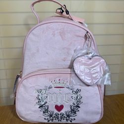 Vintage  Juicy Couture Velour Pink Diamond Heritage Backpack Embroidered Bag
