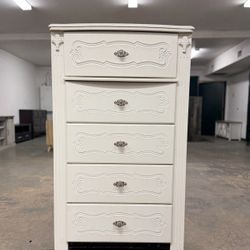 Tall White 5 Drawer Dresser Chest