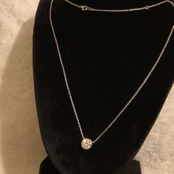 Sterling Silver Necklace With Swarovski Crystal Pendant 