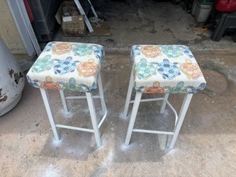 Pair Of Counter Stoles / Fish/ Turtle Themed 