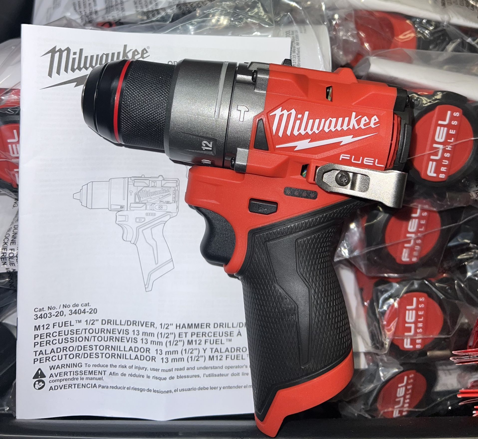 Milwaukee M12 Fuel 1/2” Hammer Drill/Driver. New From Kit. Model #3404-20