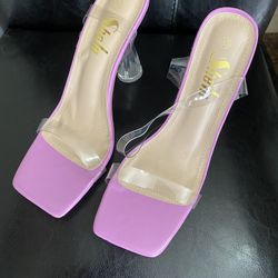 Pink Heel With Clear Belts 8 1/2