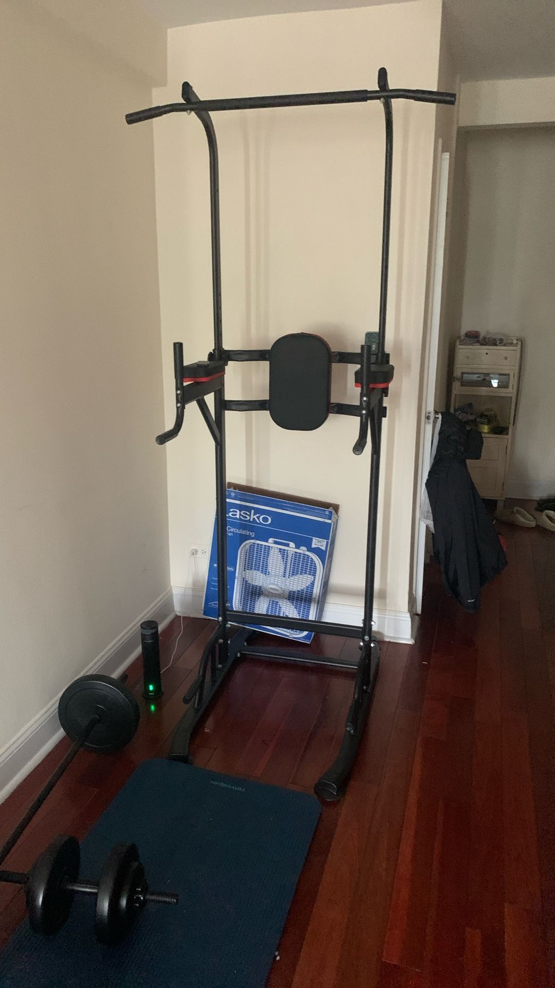 Pull Up Bar And Weights And Barbells