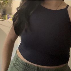 Brandy Melville navy blue halter top 