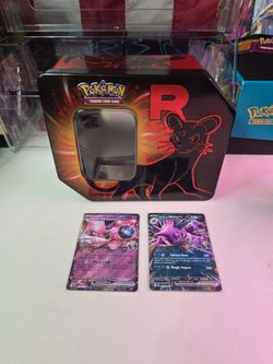 3 items- 1 Pokémon Team Rocket's Collector Tin with Mewtwo & Nidoking ex