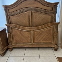 ***Kevin Charles Solid wood bed frame / 2 Night stands***
