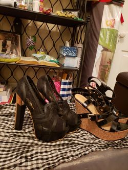 Black high heel shoes