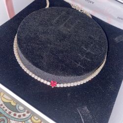 Heart Sterling Silver Choker Necklace 