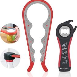 Jar Opener, 5 in 1 Multi Function Can Opener Bottle Opener Kit with Silicone Handle Easy to Use for Children, Elderly and Arthritis Sufferers
