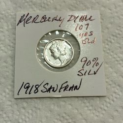 1918 S MERCURY DIME.    SEMI KEY COIN