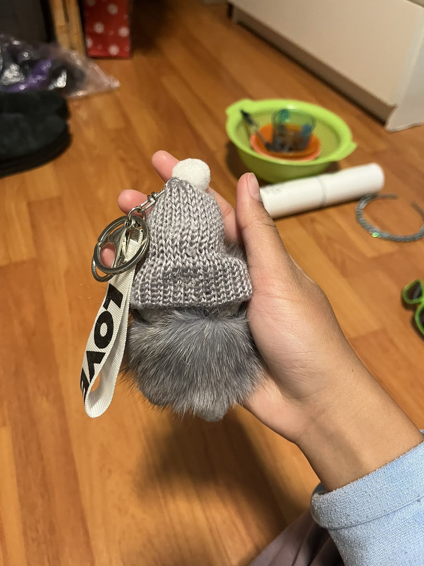 cute fuzzy purse keychain