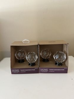 Faceted Crystal Ball Finials – Set of 4 | Fits 1” Curtain Rod