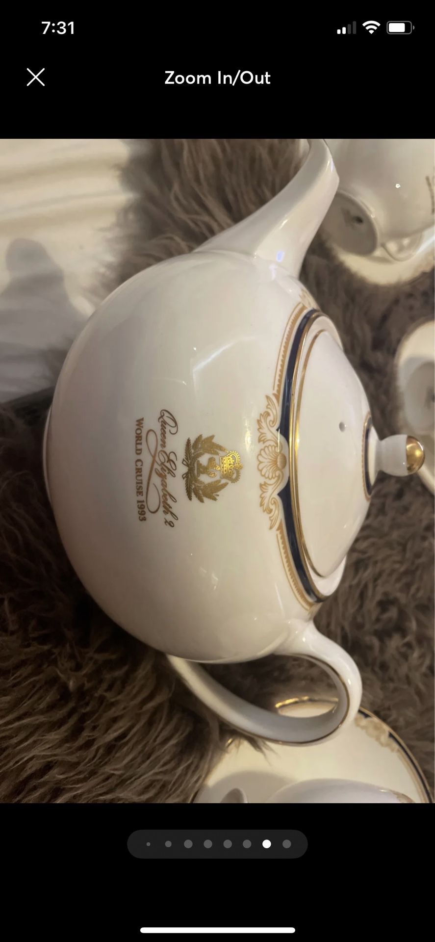 Vintage Bone China Tea Set Queen Elizabeth 2 1993 World Cruise