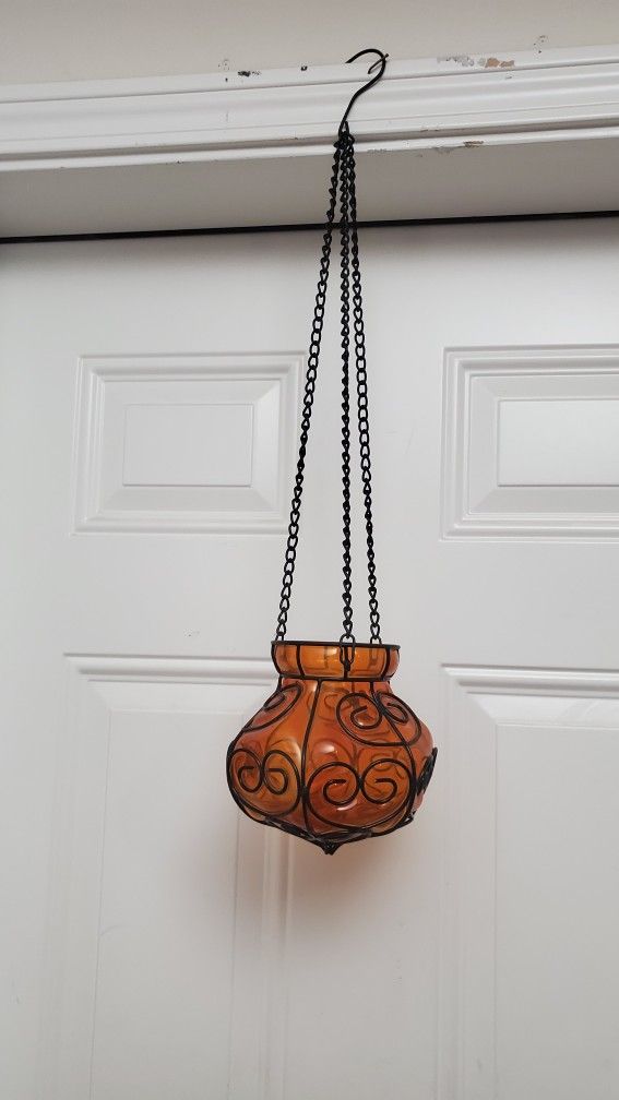 Amber Hannging Lantern/ Candle Holder