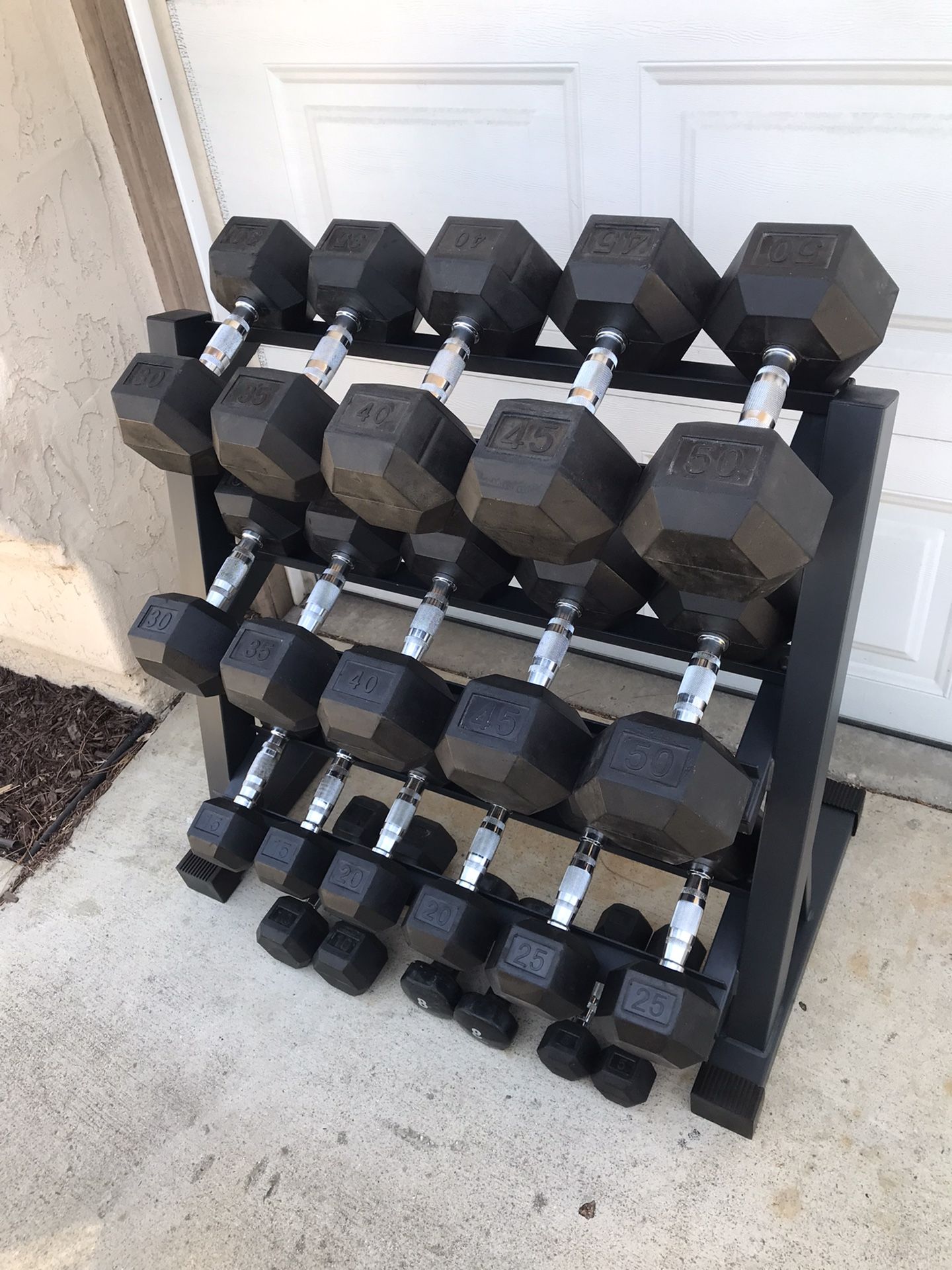 Dumbbell Weights With Dumbbell Rack.