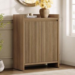 Shoe Cabinet for Entryway, Fluted 6-Tier Shoe Storage Cabinet 24-Pair Shoes Organizer with Doors & Adjustable Shelves, Shoes Rack Entrance Storage Cab