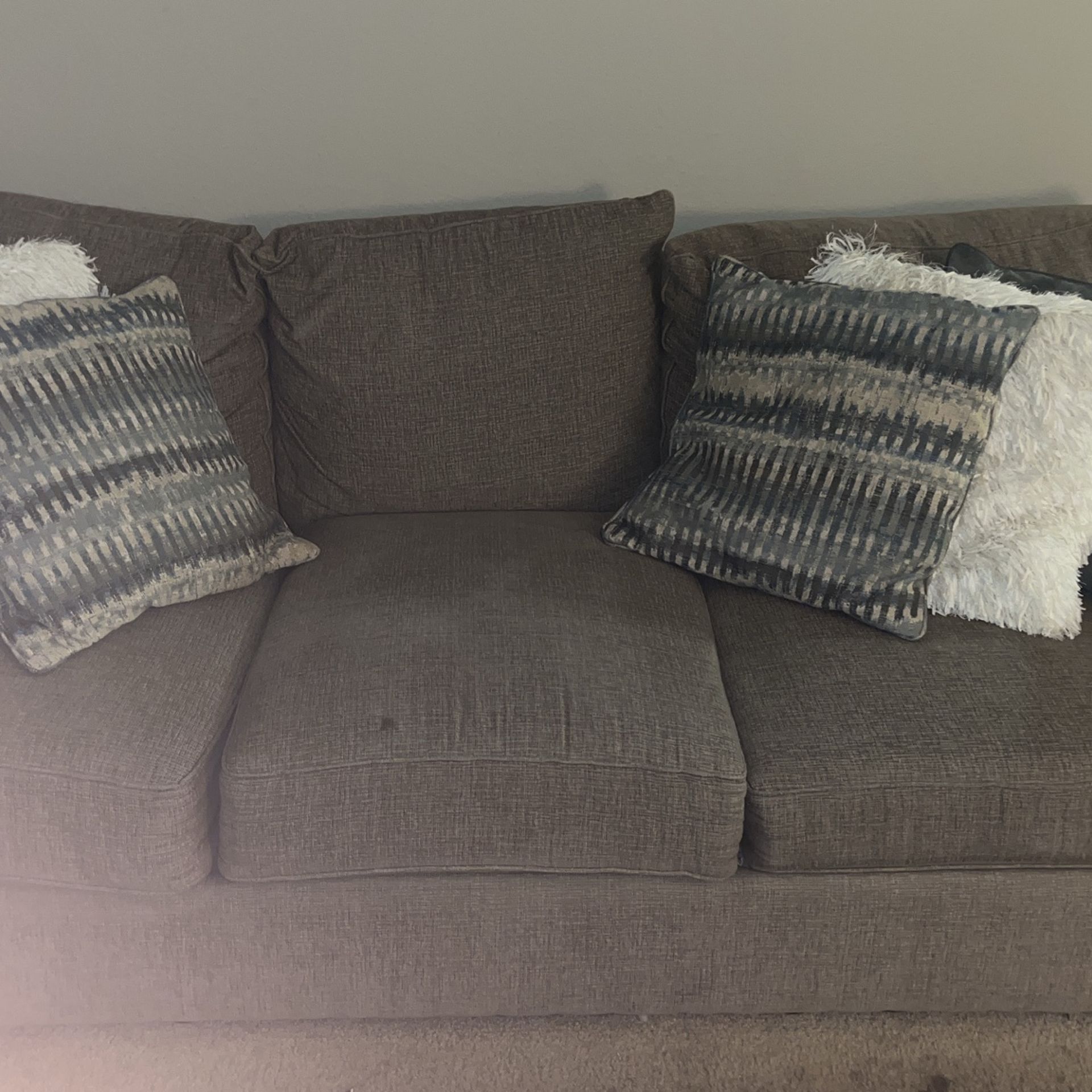 Tan 3-Seat Couch w Pillows