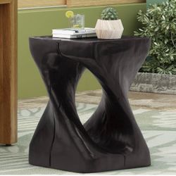 Merax Twist Shape MGO Accent Side Table, Unique Modern End Table with Wide Pedestal & Tabletop