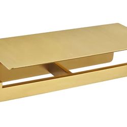 Brushed Gold Double Toilet Paper Holder with Shelf