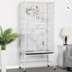 Extra Large Rolling Bird Cage with Detachable Stand,