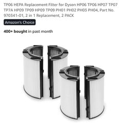 TP06 HEPA Replacement Filter for Dyson HP06 TP06 HP07 TP07 TP7A HP09 TP09 HP09 TP09 PH01 PH02 PH03 PH04, Part No. 970341-01, 2 in 1 Replacement, 2 PAC