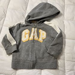 Gap Gray & Yellow Zip-Up Hoodie Sweatshirt Boy size 2 years