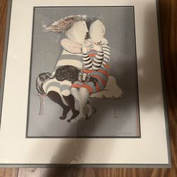 Graciela Rodo Boulanger Lithograph 1976 Sisters And Cat Framed