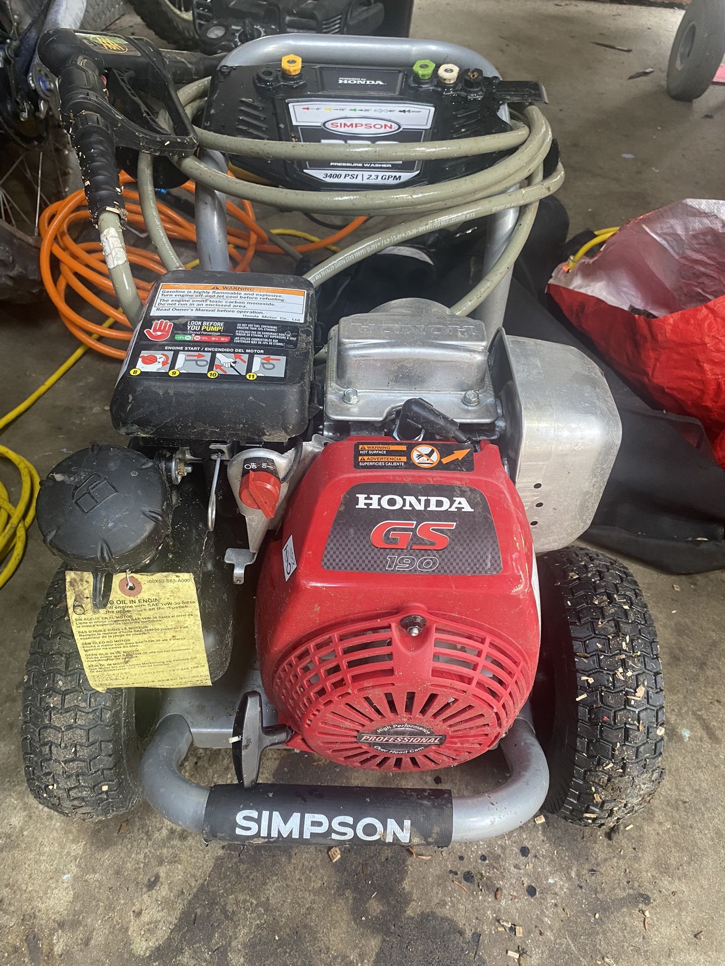 HONDA GS 190 PRESSURE WASHER