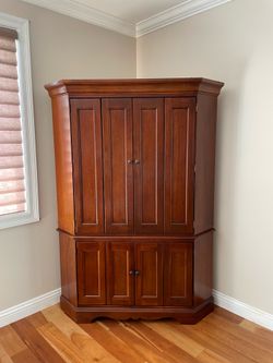 cherry wood tv corner cabinet