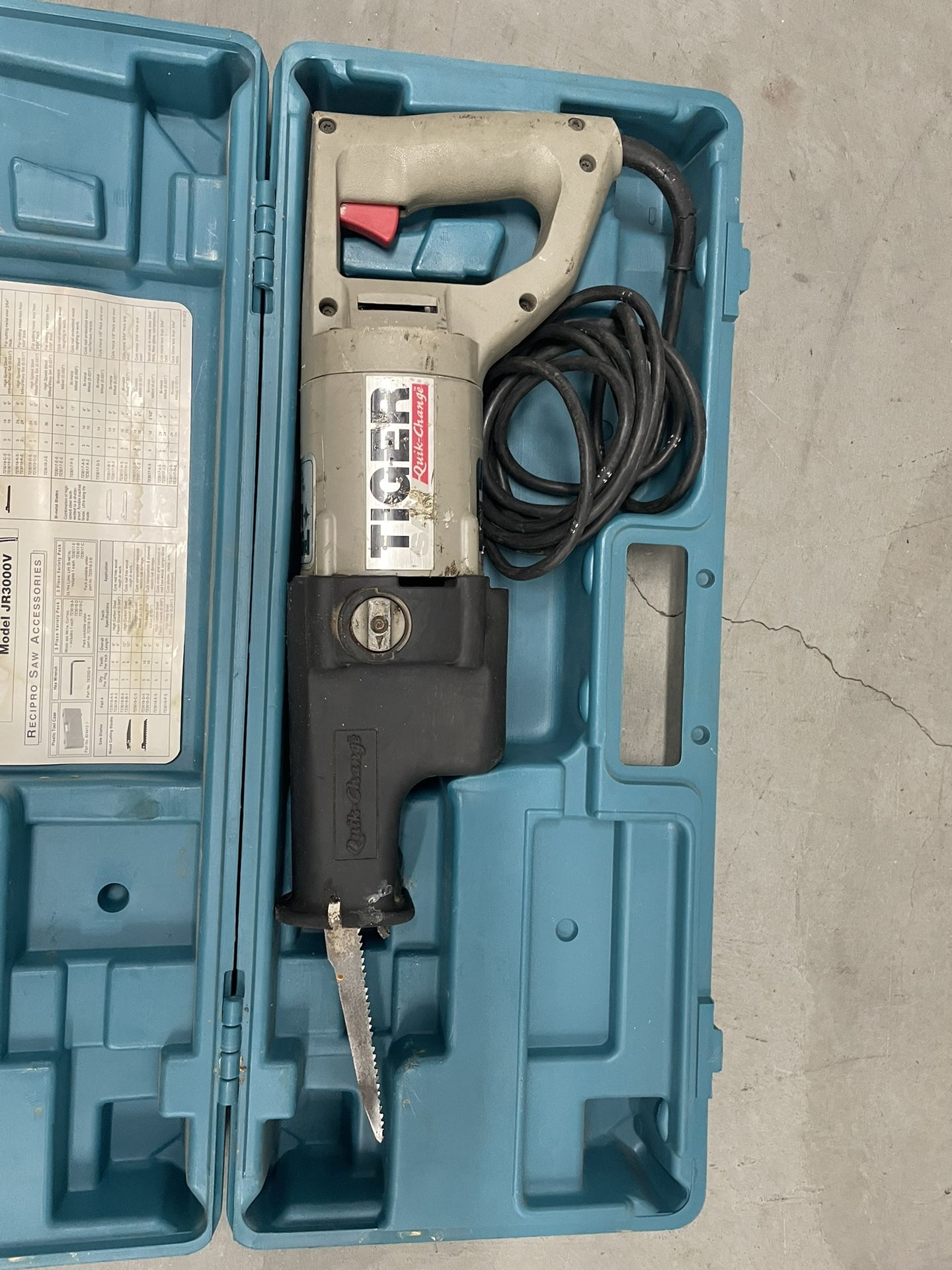 Tiger “quick change” Sawzall by Milwaukee Tool, excellent condition