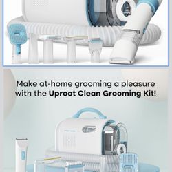 Uproot Clean Pet Groomer Vacuum Kit 7 in 1 - Cat & Dog Grooming Kit with Brush, Detangle, Deshed, Trim, Clean, & Dry Attachments - Complete Cat & Dog 