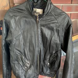 Small  Black Leather Jacket, Waist Length. 