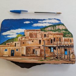 Taos Pueblo Acrylic Painting 