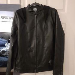 Never Worn Overwatch Themed Leather Jacket With Hoodie, Size Small