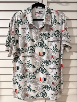 Miami Hurricanes White Reyn Spooner Hawaiian Polo