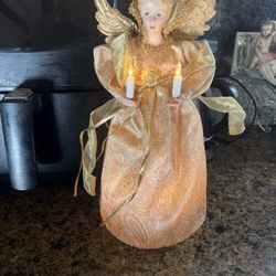 Vintage 12’ Lighted Porcelain Angel Tree Topper