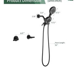 SHAMANDA 2 Handle Shower Faucet Shower System Complete 2 in 1 Shower Combo Set with Handheld Showerhead Shower Trim Kit Shower Fixtures Matte Black