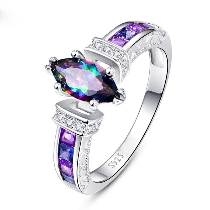 "925 Silver Plated Vintage Royal Purple Marquis Ring for Women, VIP064
  
  