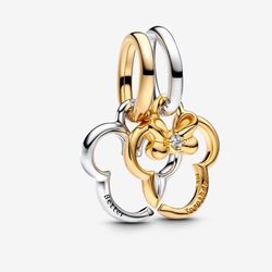 Disney Mickey Mouse & Minnie Mouse Splittable Dangle Charm Sterling silver, 14k