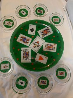 Playing Card Serving Tray and Coaster Set