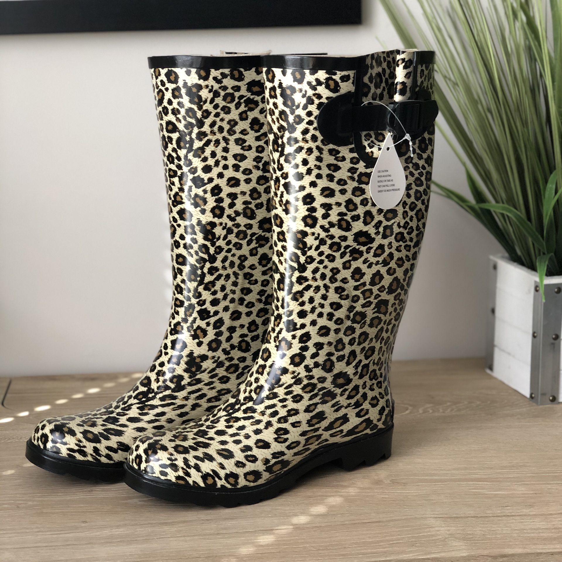 NWT Leopard Print Rain Boots - Size 7