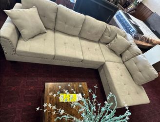 Brand New Mushroom Color Velvet Like Sectional Sofa Couch (New In Box)